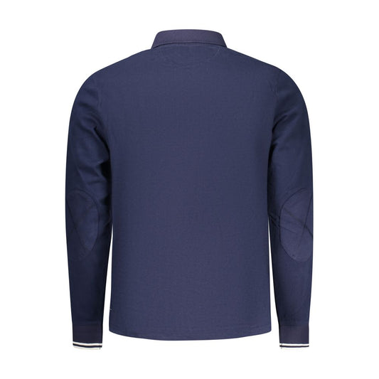 Blue Cotton Men Polo Shirt
