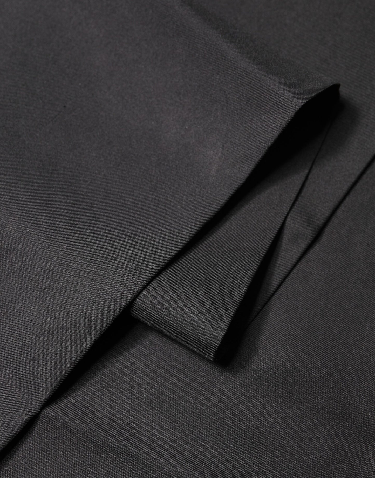 Black Satin Silk Fringes Neck Foulard 143.5cm x15cm Scarf