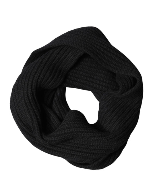 Black Cashmere Knit Neck Wrap Shawl 202cm x 26cm  Scarf