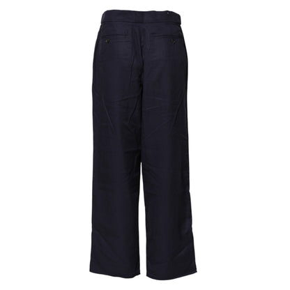 Navy Blue Straight High Waist Chino Casual Trouser Pants